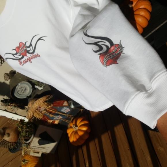 EASYRIDERS ♡ LAT White SOFT Crew Neck Long Sleeve ♥️ Barbed Wire Sweatshirt L - Picture 7 of 16